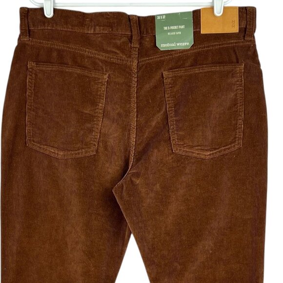 Mutual Weave Men's Brown Corduroy Relaxed Taper Stretch 5-Pocket Pants 36x32 NWT - Picture 4 of 10